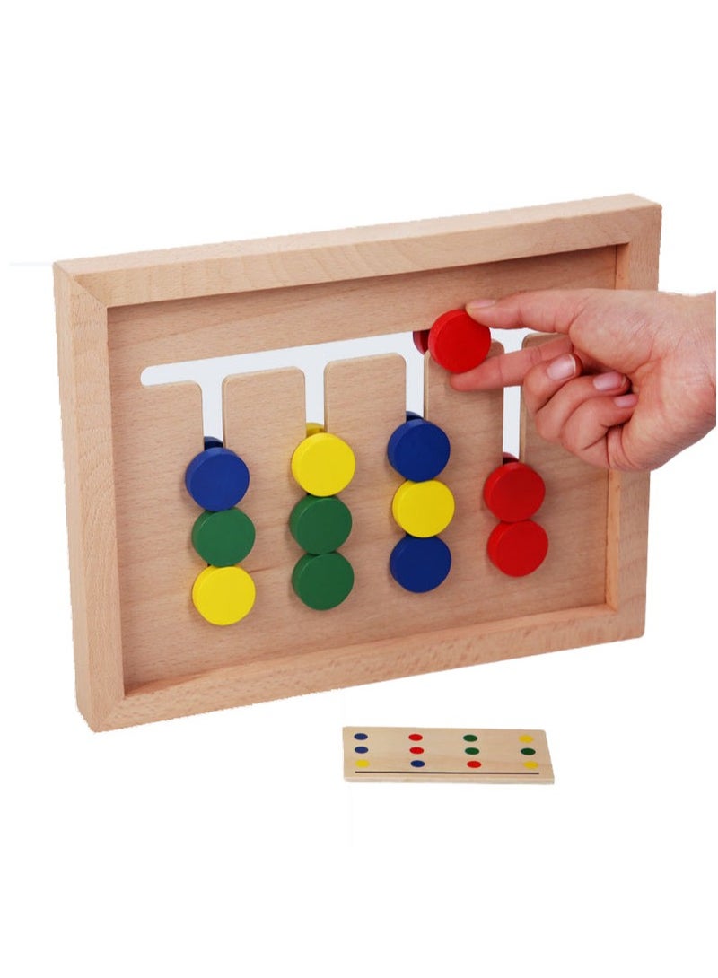 general 2pcs Montessori Learning Four-color Backgammon Toys: Slide Puzzle, Color & Shape Matching Brain Teasers, Logic Game, Preschool Educational Wooden Toys for Kids Boys Girls. - Image 2