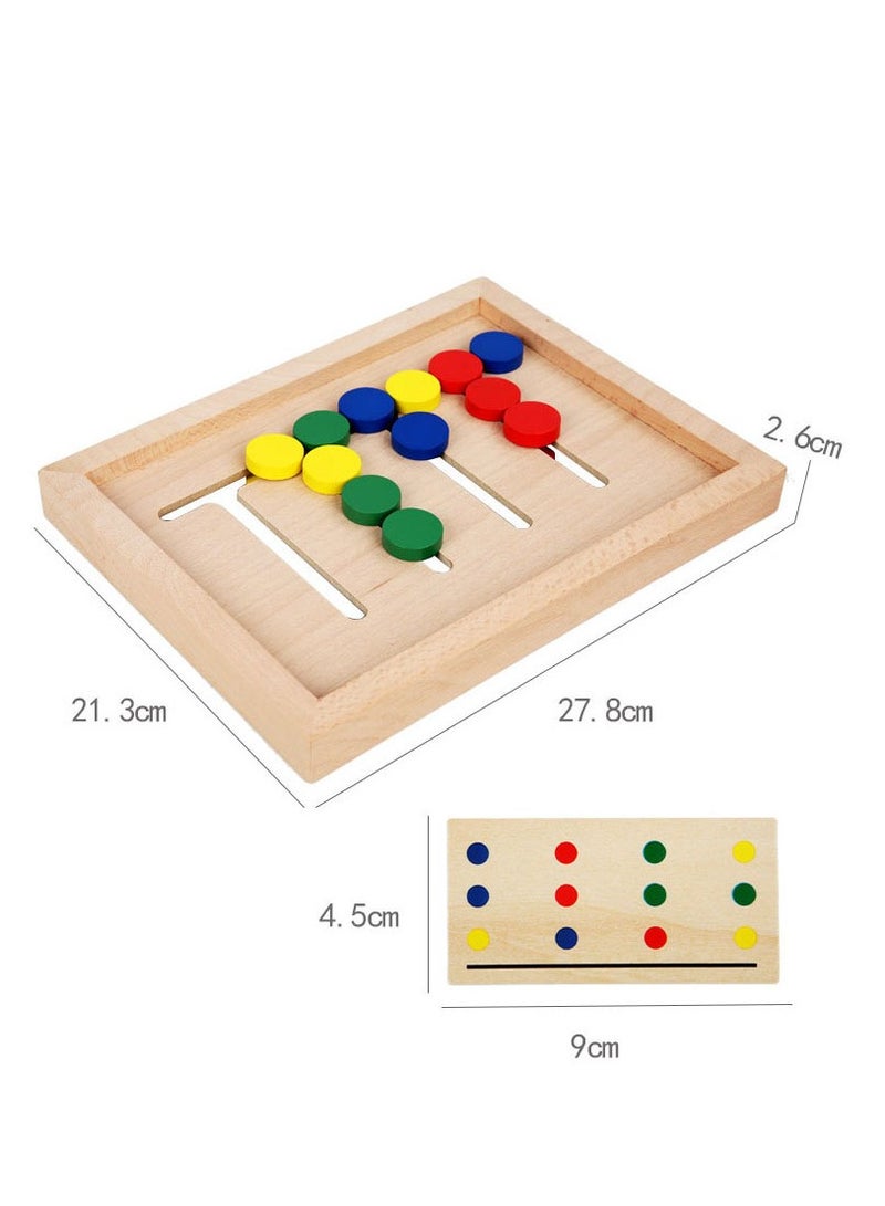 general 2pcs Montessori Learning Four-color Backgammon Toys: Slide Puzzle, Color & Shape Matching Brain Teasers, Logic Game, Preschool Educational Wooden Toys for Kids Boys Girls. - Image 4