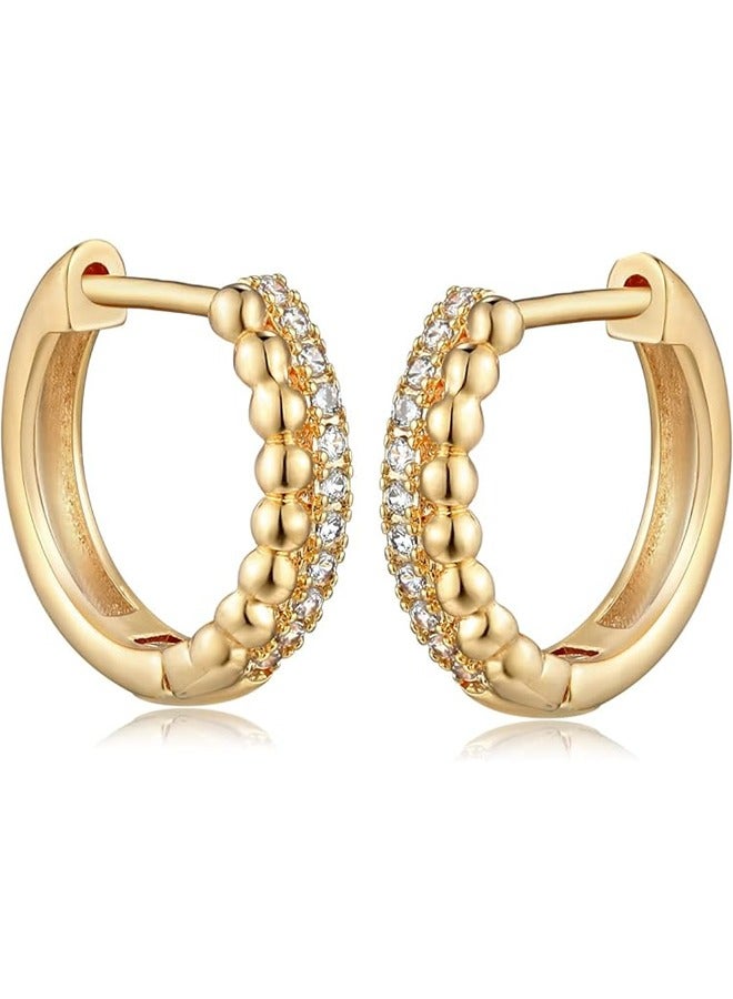 Mevecco Women Huggie Hoop Earrings Gold Ear Stud Cuff 14K Gold Filled Small Boho Beach Simple Delicate Handmade Hypoallergenic Jewelry Gift - Image 1