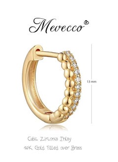 Mevecco Women Huggie Hoop Earrings Gold Ear Stud Cuff 14K Gold Filled Small Boho Beach Simple Delicate Handmade Hypoallergenic Jewelry Gift  - Image 4