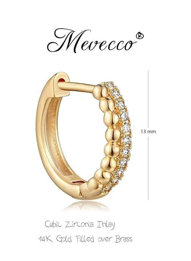 Mevecco Women Huggie Hoop Earrings Gold Ear Stud Cuff 14K Gold Filled Small Boho Beach Simple Delicate Handmade Hypoallergenic Jewelry Gift - Image 4