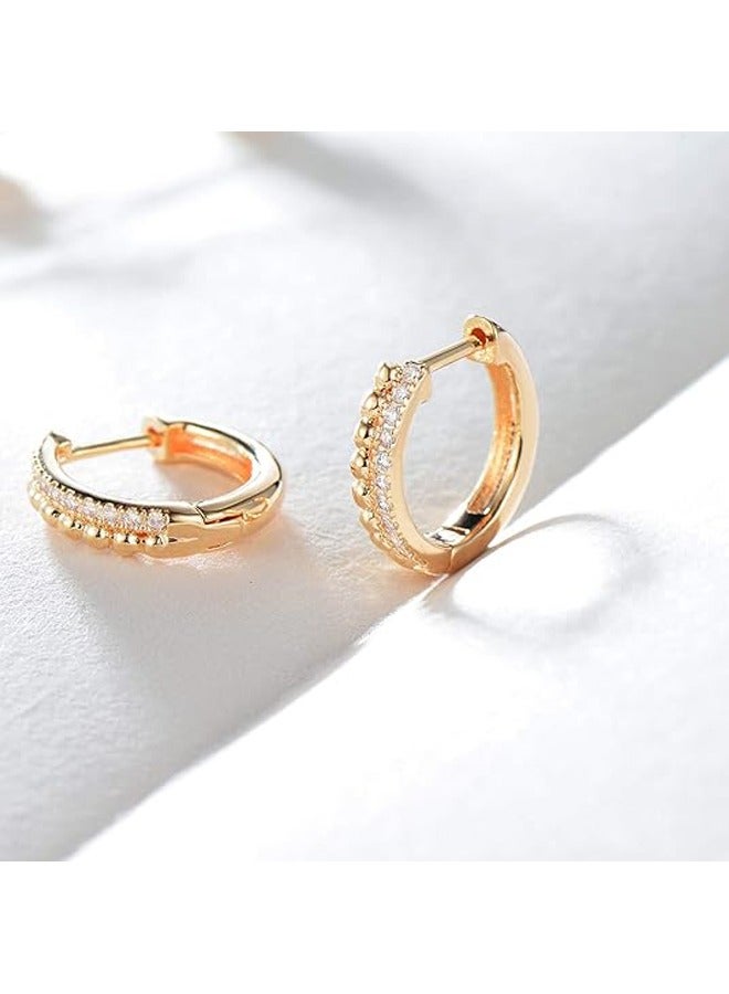 Mevecco Women Huggie Hoop Earrings Gold Ear Stud Cuff 14K Gold Filled Small Boho Beach Simple Delicate Handmade Hypoallergenic Jewelry Gift - Image 5