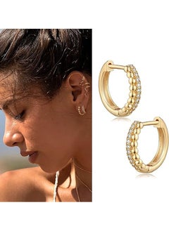 Mevecco Women Huggie Hoop Earrings Gold Ear Stud Cuff 14K Gold Filled Small Boho Beach Simple Delicate Handmade Hypoallergenic Jewelry Gift  - Image 3
