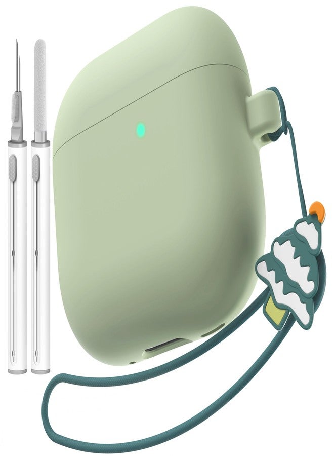 DamonLight Case for AirPods 4 Case Triple Layers Hard Cover Shockproof Protective Silicone Case with Christmas Tree Lanyard and Cleaning Pen for Apple Airpods 4th Generation 2024 Released (Sage green) - Image 1