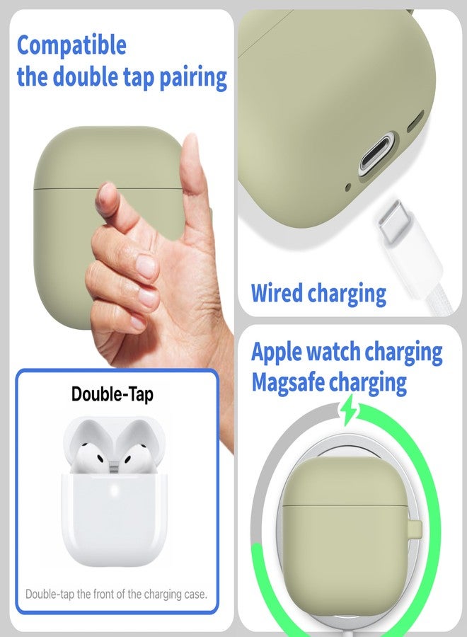 DamonLight Case for AirPods 4 Case Triple Layers Hard Cover Shockproof Protective Silicone Case with Christmas Tree Lanyard and Cleaning Pen for Apple Airpods 4th Generation 2024 Released (Sage green) - Image 4