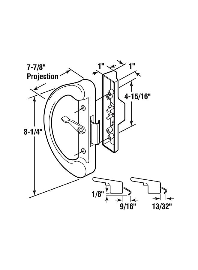 promass C 1222 Non-Keyed Sliding Glass Door Handle Set – Replace Old or Damaged Door Handles Quickly and Easily – Diecast, Clamp Style, Surface Mount (Fits 4-15/16” Hole Spacing) - Image 2