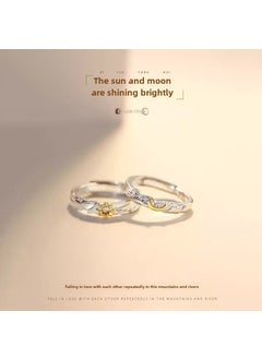 New S925 Sterling Silver Sun Moon Couple Rings JZ082 men's white gold