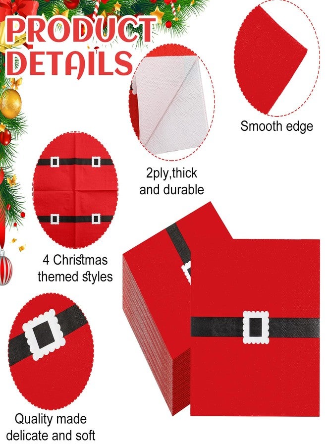 Funtery فانترى 120 قطعة من مناديل الكوكتيل الورقية القابلة للتصرف لعيد الميلاد - رجل الثلج، حزام سانتا، رجل خبز الزنجبيل، الجني - مناديل ورقية مزدوجة الطبقة - زينة قابلة للتصرف لمناسبات الكوكتيل لعيد الميلاد، مناديل يد للضيوف، لوازم مائدة العشاء لعيد الميلاد - Image 5