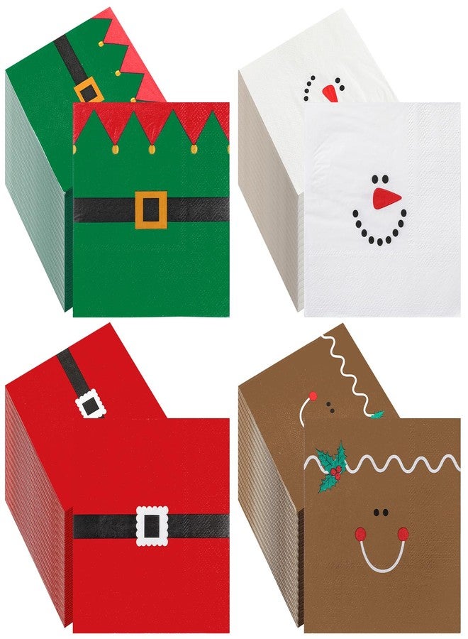 Funtery فانترى 120 قطعة من مناديل الكوكتيل الورقية القابلة للتصرف لعيد الميلاد - رجل الثلج، حزام سانتا، رجل خبز الزنجبيل، الجني - مناديل ورقية مزدوجة الطبقة - زينة قابلة للتصرف لمناسبات الكوكتيل لعيد الميلاد، مناديل يد للضيوف، لوازم مائدة العشاء لعيد الميلاد - Image 1