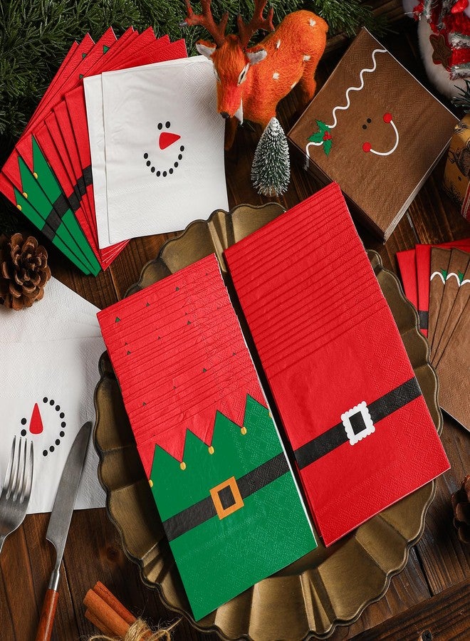 Funtery فانترى 120 قطعة من مناديل الكوكتيل الورقية القابلة للتصرف لعيد الميلاد - رجل الثلج، حزام سانتا، رجل خبز الزنجبيل، الجني - مناديل ورقية مزدوجة الطبقة - زينة قابلة للتصرف لمناسبات الكوكتيل لعيد الميلاد، مناديل يد للضيوف، لوازم مائدة العشاء لعيد الميلاد - Image 2