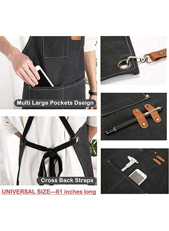 Arabest Chef Apron, Cross Back Apron for Women and Men, Cotton Canvas Apron with Adjustable Straps and Large Pockets,Kitchen Cooking Baking Hairstylist Bbq Woodworking Welding Carpenter Work Bib Apron Green - Image 4