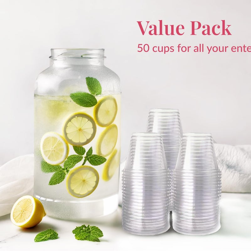 Prestee Clear Plastic Party Cups Disposable - Punch Cups - Plastic Wine Cups - Small Cups - Clear Plastic Cups - Plastic Drinking Cups Disposable - PET Clear Water Plastic Cup Disposable - 50ct 9oz - Image 4