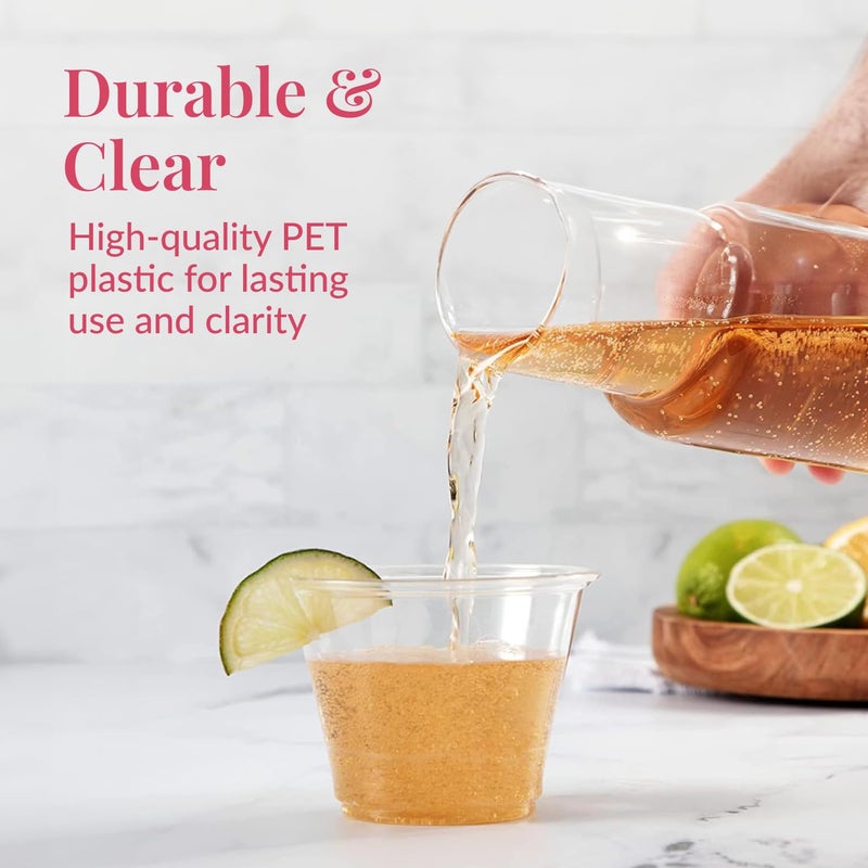 Prestee Clear Plastic Party Cups Disposable - Punch Cups - Plastic Wine Cups - Small Cups - Clear Plastic Cups - Plastic Drinking Cups Disposable - PET Clear Water Plastic Cup Disposable - 50ct 9oz - Image 2