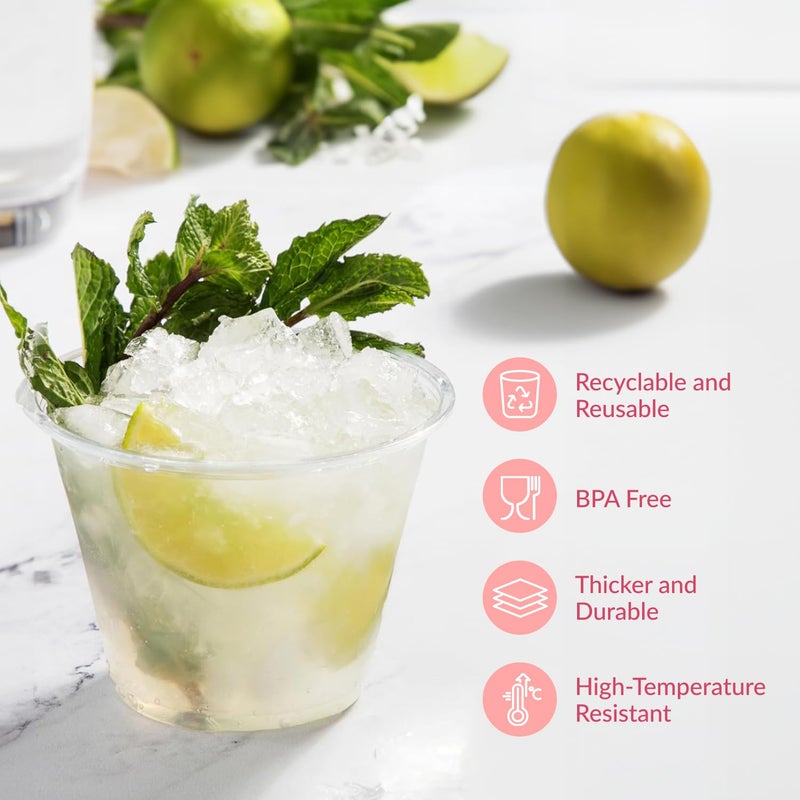 Prestee Clear Plastic Party Cups Disposable - Punch Cups - Plastic Wine Cups - Small Cups - Clear Plastic Cups - Plastic Drinking Cups Disposable - PET Clear Water Plastic Cup Disposable - 50ct 9oz - Image 5