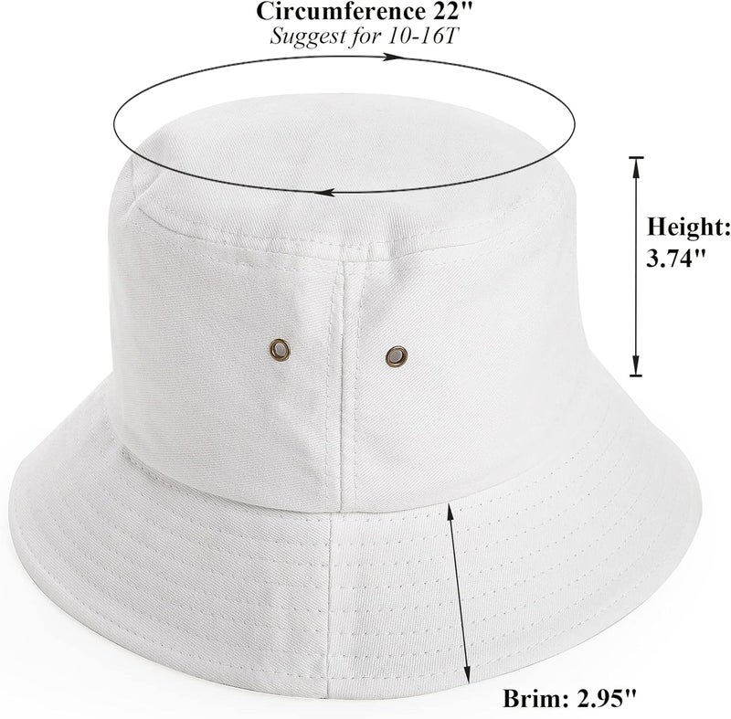 UTOWO Youth-Bucket-Hat for Big Boys Girls 10-16yrs,Kids Summer Solid-Cotton Sun-Beach-Hat Fisherman-Cap for Teens (Size 22.4") - Image 2