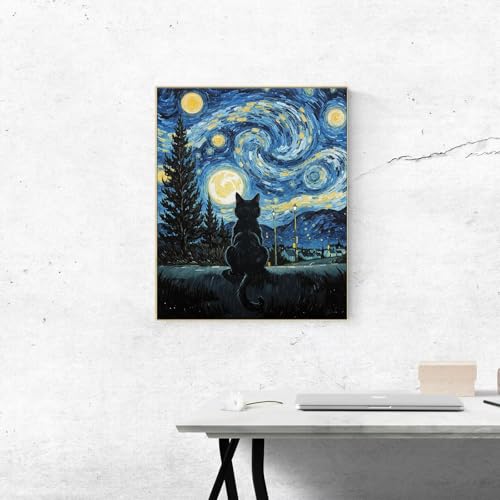 ldazao Cat Paint by Numbers Kit for Adults, Cats Adult Paint by Number Kits for Beginner DIY Easy Cat Oil Art Painting Kits Home Room Wall Decor Gift 16x20 Inch - Image 4