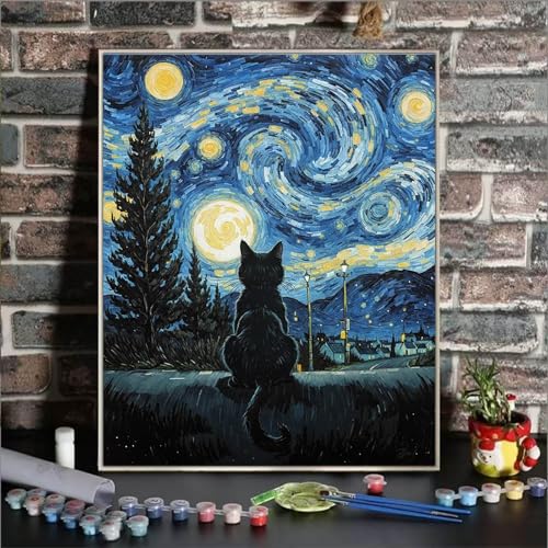 ldazao Cat Paint by Numbers Kit for Adults, Cats Adult Paint by Number Kits for Beginner DIY Easy Cat Oil Art Painting Kits Home Room Wall Decor Gift 16x20 Inch - Image 2