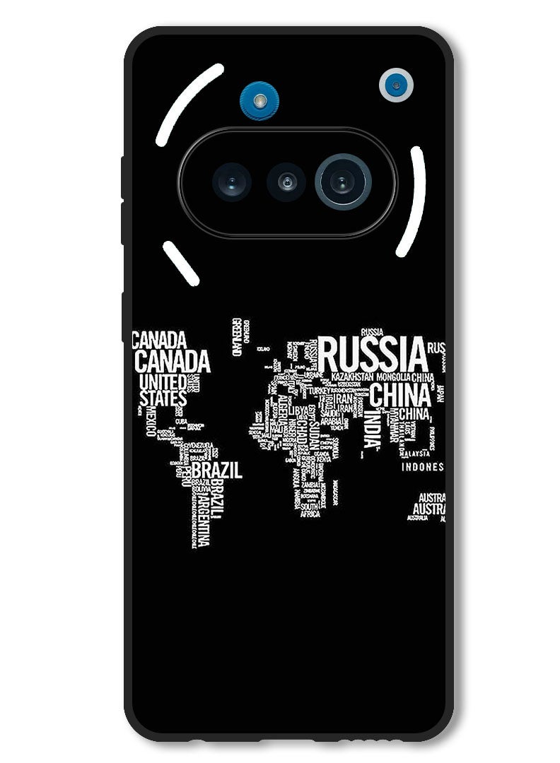 Theodor Case Compatible with Nothing Phone 3a Protection Shockproof Bumper Cover Written World Map - Image 1