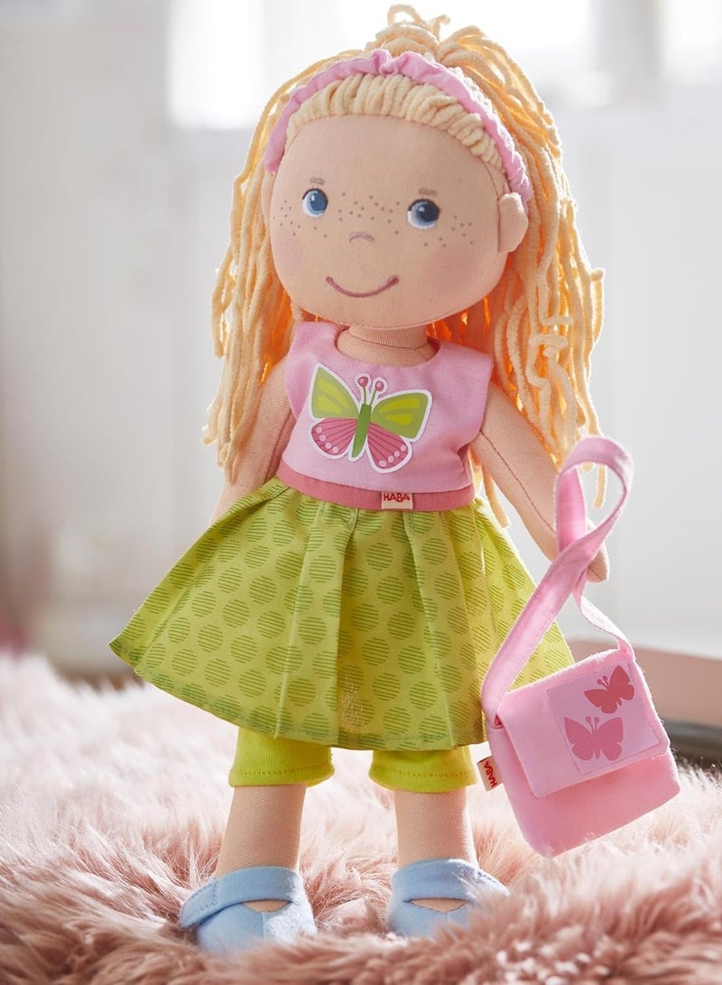 هابا طقم فستان الفراشة من HABA - طقم من 4 قطع مع عصابة رأس، محفظة، فستان وسروال قصير، مناسب للدمى الناعمة من 12 إلى 13.5 بوصة - Image 2