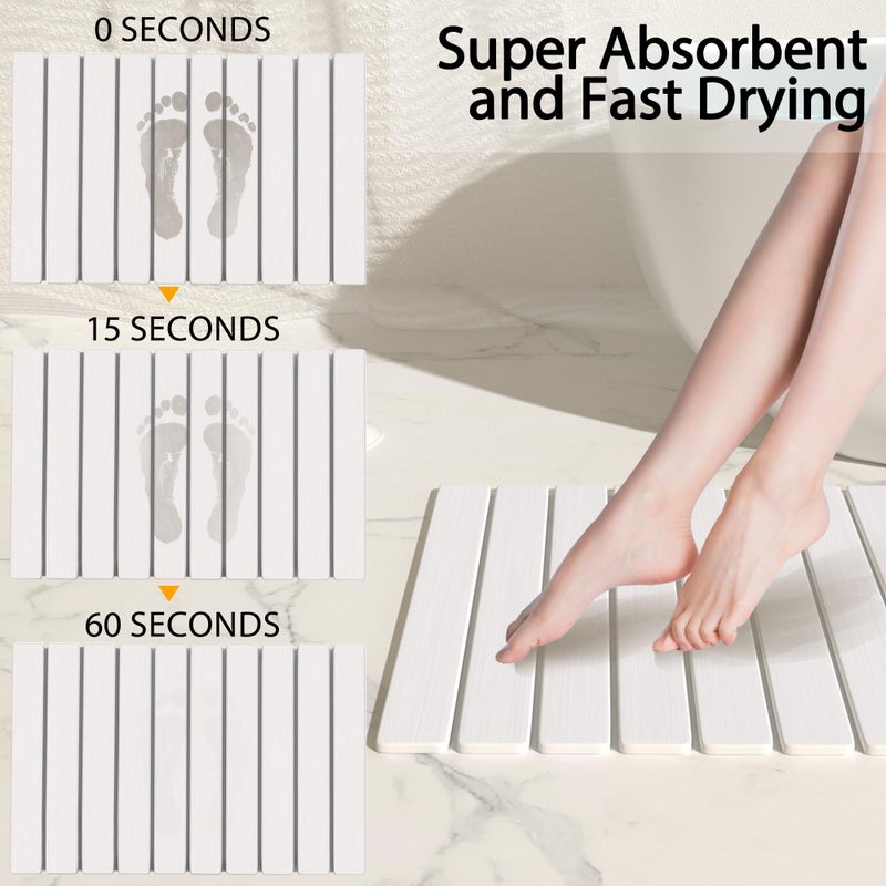 YEECOPON Foldable Stone Bath Mat 60x39cm | Quick-Dry Diatomaceous Earth Bath Rug with PVC Anti-Slip Base | Bathroom, Kitchen, Pet-Friendly Water Absorbent Mat - Image 3