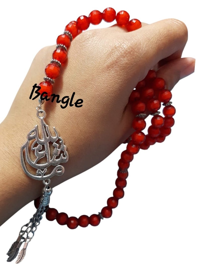 Bangle Islamic Rosary Red Color 99 Beads - Image 2