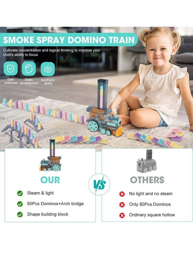 Excefore Domino Train Toy Set, Domino Electric Train Model with Sounds and Light, Domino Blocks Building Stacking Toy, STEM Creative Gift for 3 4 5 6 7 Year Old Boys Girls  - Image 3