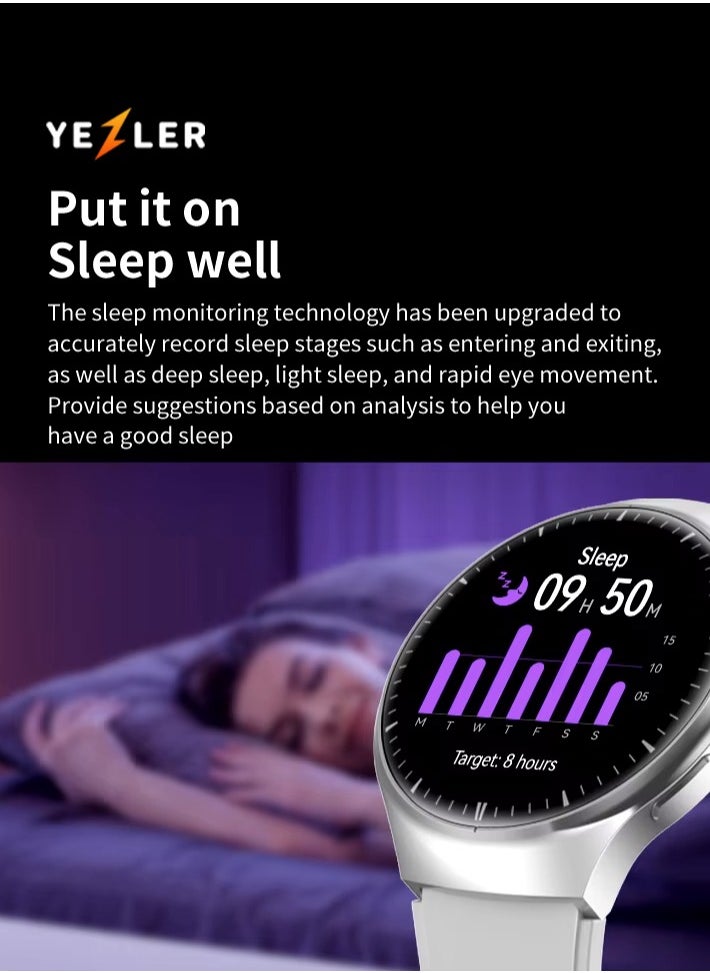 Yezler - 8-in-1 Smart Watch with AI Voice Assistant, 7 Interchangeable Straps - Fitness Tracker, Heart Rate Monitor, Blood Pressure, Sleep Tracker, Waterproof, Touchscreen, Compatible with iOS & Android - Multi-Strap Smartwatch for Men & Women - Image 1