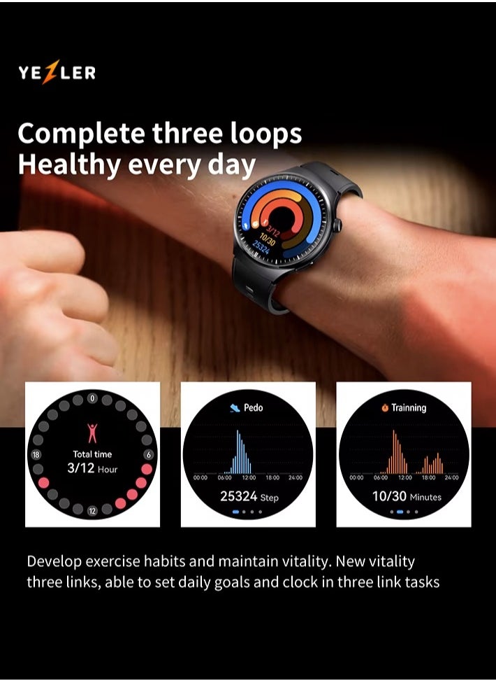 Yezler 8-in-1 Smart Watch with AI Voice Assistant, 7 Interchangeable Straps - Fitness Tracker, Heart Rate Monitor, Blood Pressure, Sleep Tracker, Waterproof, Touchscreen, Compatible with iOS & Android - Multi-Strap Smartwatch for Men & Women  - Image 2