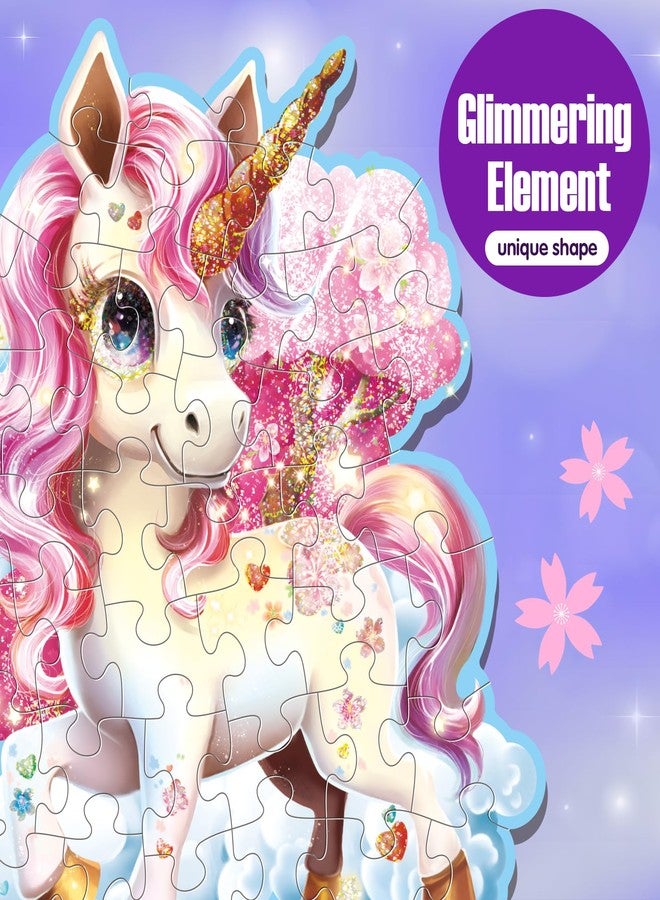 IFLOVE Jumbo Floor Puzzle for Kids,48 Piece Unicorn Large Jigsaw Puzzles,Puzzle for Toddler Ages 3-5,Fun Educational Preschool Learning Toy Easter Gift for Boys & Girls Ages 4-8 (Shimmery Unicorn) - Image 4