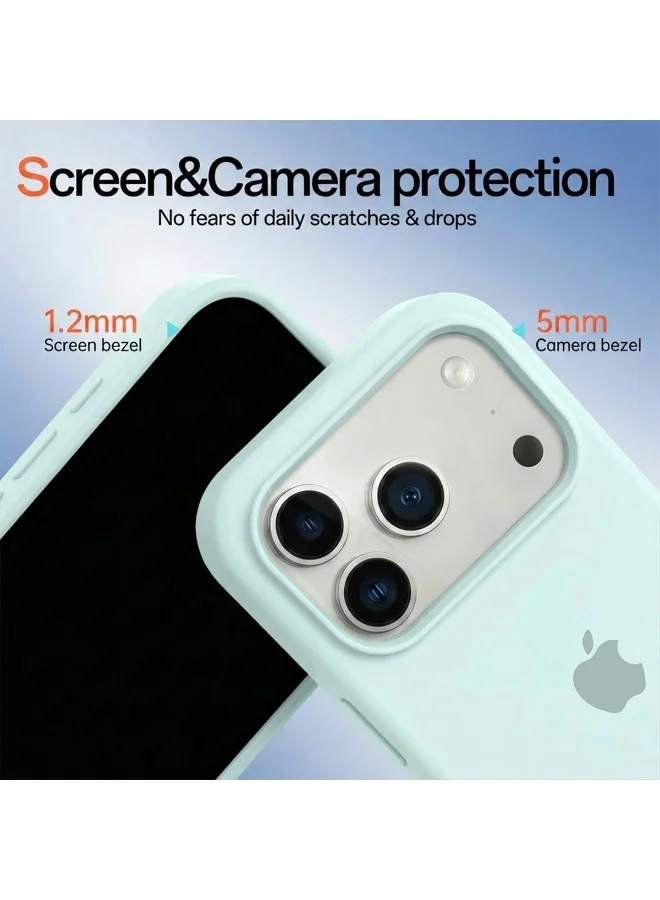 موبكوس جراب Mobcos iPhone 17 Pro Max الفاخر المصنوع من السيليكون والمزود بشعار Elite باللون الأزرق السماوي، مع خاصية الشحن اللاسلكي المغناطيسي | ملمس ناعم كالحرير | حماية فائقة ضد الصدمات بمعايير عسكرية | توافق مغناطيسي قوي | غطاء أنيق وفاخر