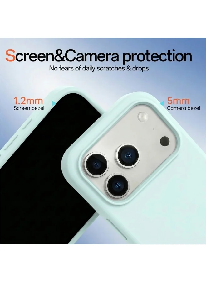 Mobcos Mobcos iPhone 17 Pro Max Sky Blue Elite Logo Premium Silicone Magnetic Wireless Charging Case for iPhone | Silky Soft Touch | Military-Grade Shockproof Protection | Strong Magnetic Compatibility | Luxury Slim Cover