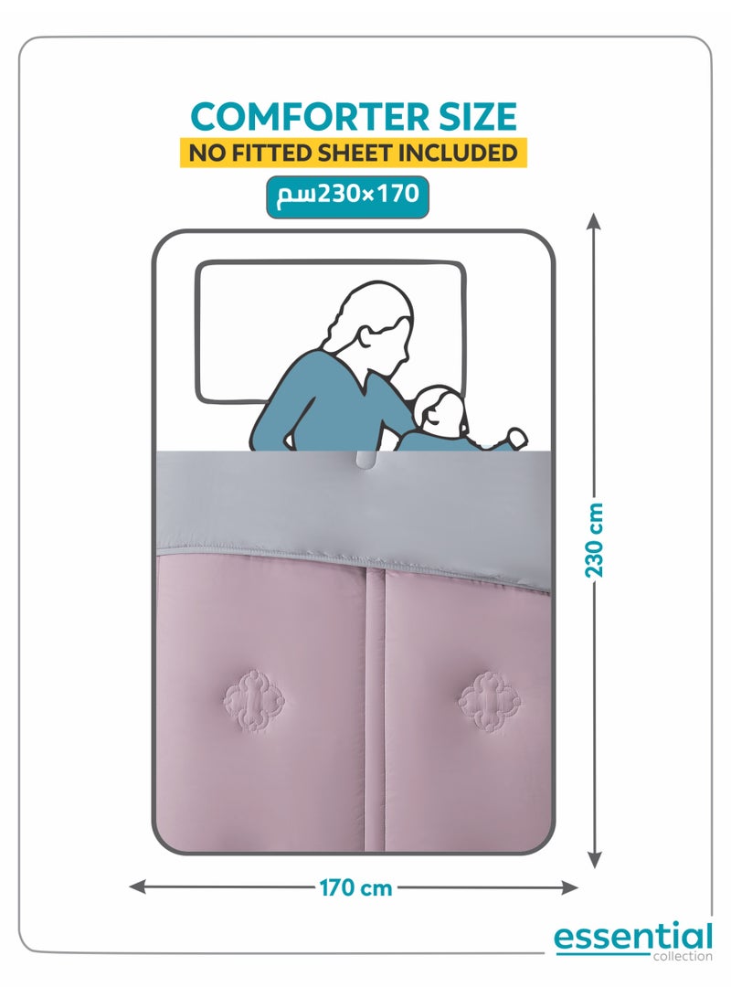 دوناتيلا طقم مفرش ريجنت قطعتين مقاس مفرد ونص 170 × 230 سم بحشوة ثابتة رمادي بنفسجي - Image 2