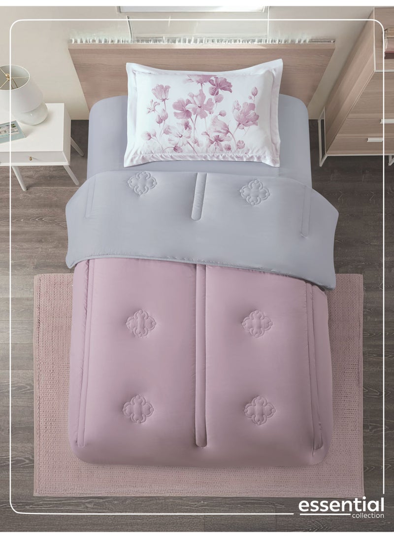 دوناتيلا طقم مفرش ريجنت قطعتين مقاس مفرد ونص 170 × 230 سم بحشوة ثابتة رمادي بنفسجي - Image 1
