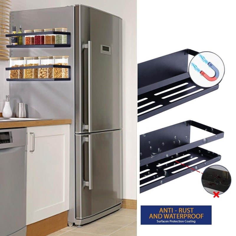 PAXCOO PAXCCO 1PCS Magnetic standorganizer for Fridge Decoration Items Side Storage Rack Washing Machine Organizer Storage Shelf Fridge Accessories Items Spice Storage Shelf Kitchen Organizer  - Image 3