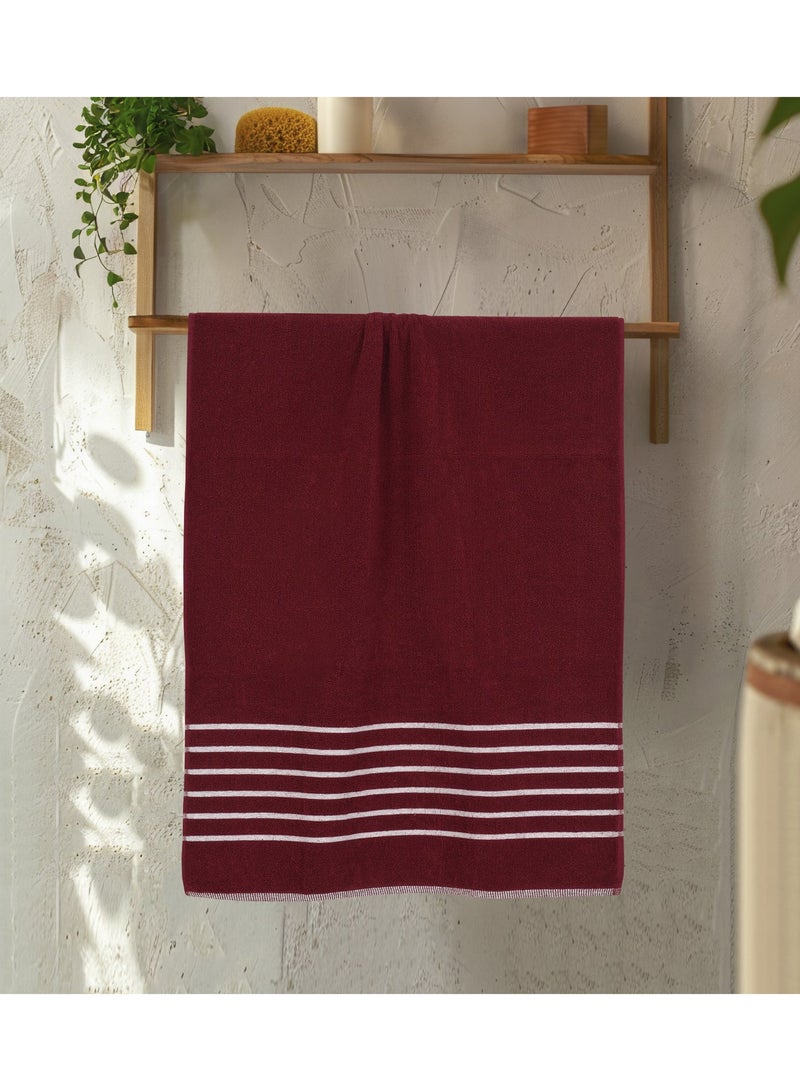 AURIO Premium 100% Cotton Bath Towel Set of 2 – Large 70x140 cm Ultra-Absorbent Plush Body Towels with Nautical Six-Stripe Dobby Border – Elegant Luxury Collection - Image 4