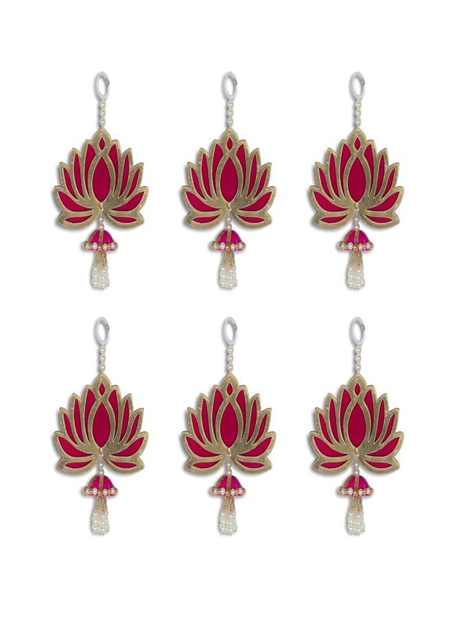 Kaameri Bazaar Lotus Hangings for Decoration Floral Wall Hangings for Temple Decor, Mandir Decor Diwali Decor | Ganpati Decoration Items for Home | Pooja Decoration Items (Pack of 6) - Image 1