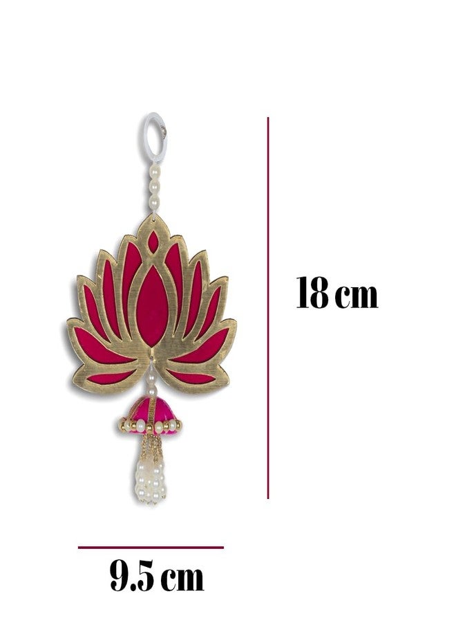 Kaameri Bazaar Lotus Hangings for Decoration Floral Wall Hangings for Temple Decor, Mandir Decor Diwali Decor | Ganpati Decoration Items for Home | Pooja Decoration Items (Pack of 6) - Image 3