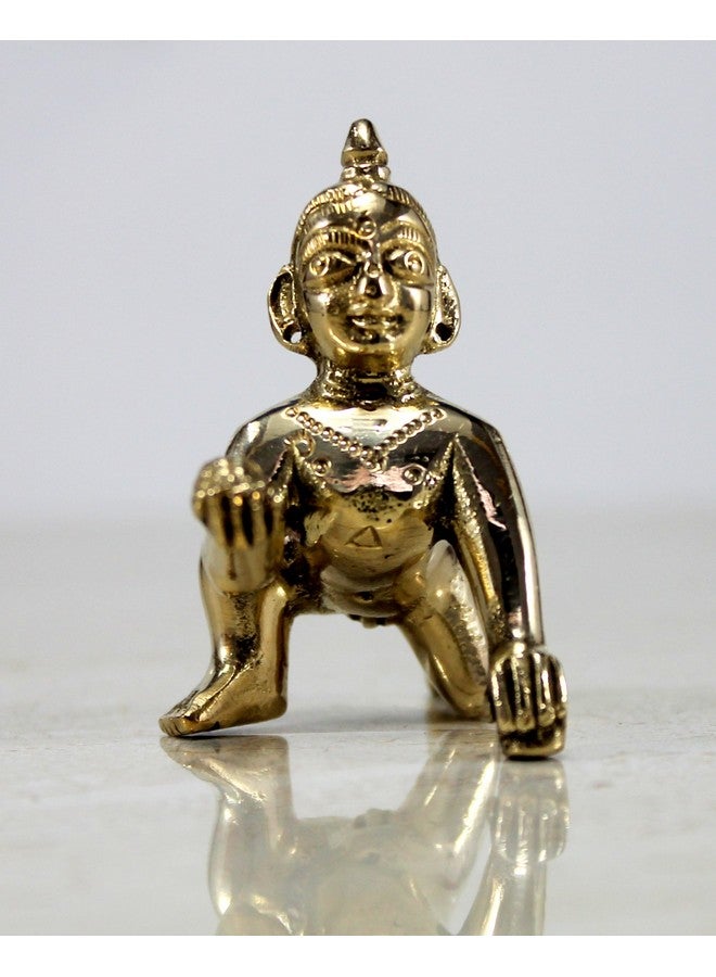 StonKraft - Brass Laddoo Gopal/Baby Krishna Murti Idol Statue Sculpture (5.5 cm) - Image 3