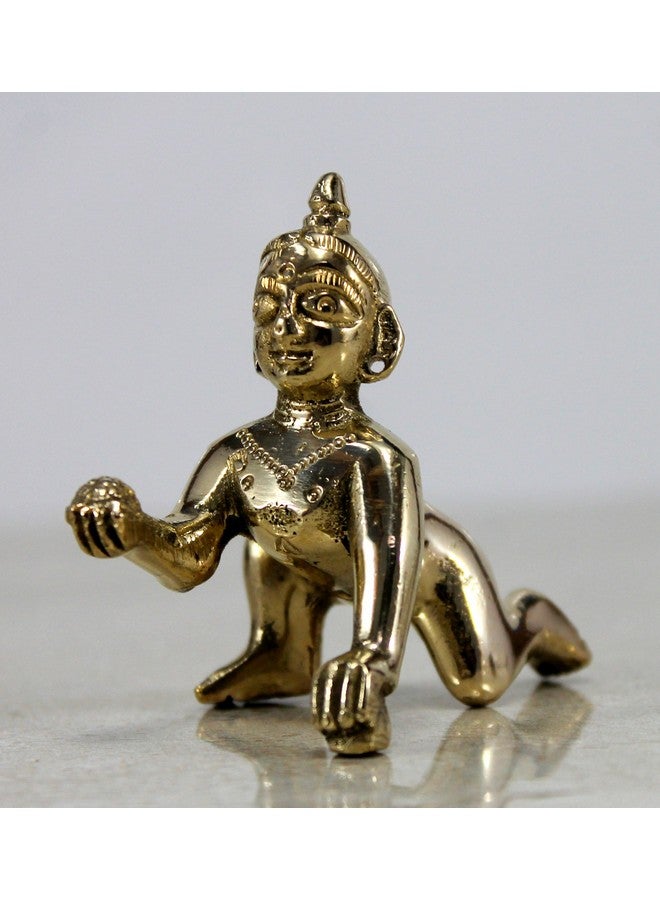 StonKraft - Brass Laddoo Gopal/Baby Krishna Murti Idol Statue Sculpture (5.5 cm) - Image 4