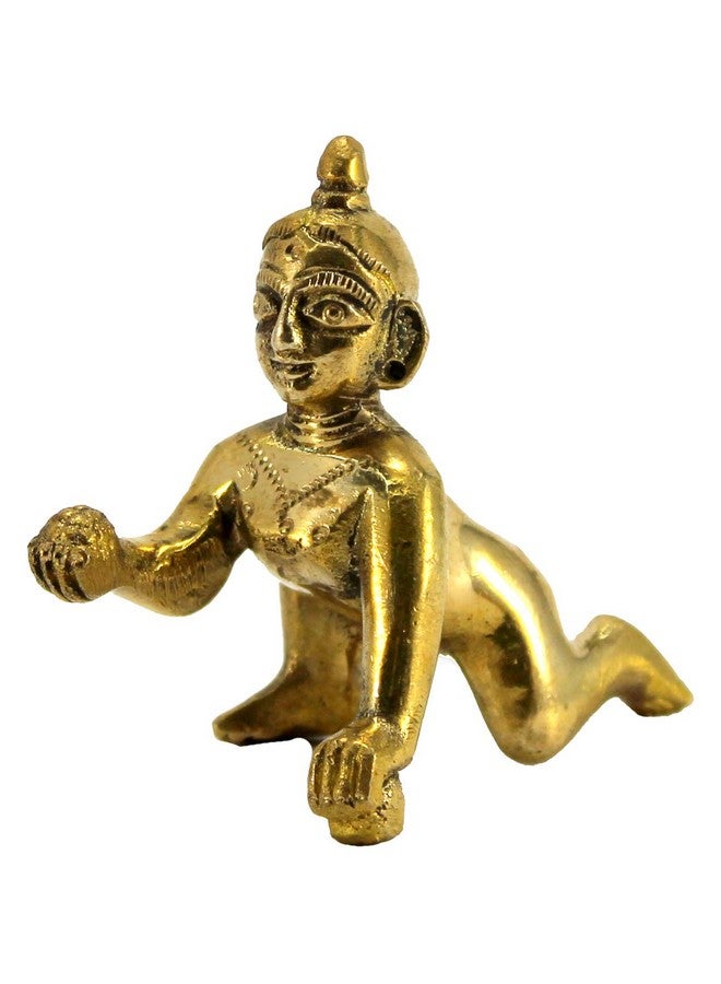 StonKraft - Brass Laddoo Gopal/Baby Krishna Murti Idol Statue Sculpture (5.5 cm) - Image 1
