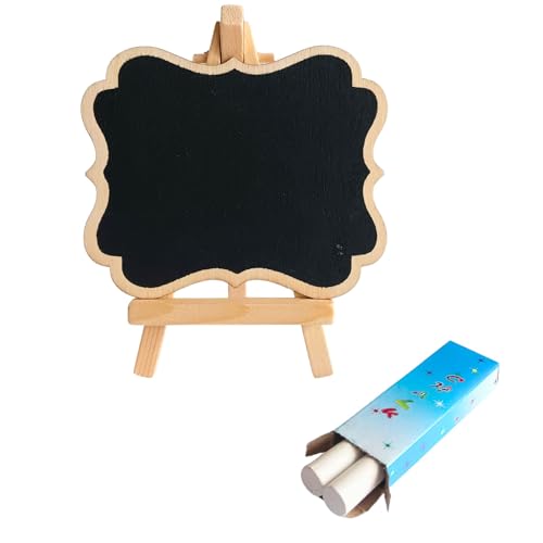 GOLD LEAF Mini Chalkboard with Stand – Small Wooden Easel Blackboards with Chalk, Erasable Tabletop Signs for Weddings, Parties, Buffet, Restaurant, and Special Event Decoration (Pack of 2Pcs) - Image 3