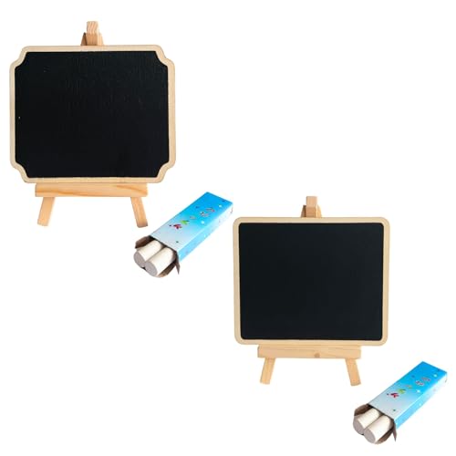 GOLD LEAF Mini Chalkboard with Stand – Small Wooden Easel Blackboards with Chalk, Erasable Tabletop Signs for Weddings, Parties, Buffet, Restaurant, and Special Event Decoration (Pack of 2Pcs) - Image 1