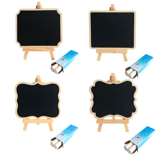GOLD LEAF Mini Chalkboard with Stand – Small Wooden Easel Blackboards with Chalk, Erasable Tabletop Signs for Weddings, Parties, Buffet, Restaurant, and Special Event Decoration (Pack of 2Pcs) - Image 2