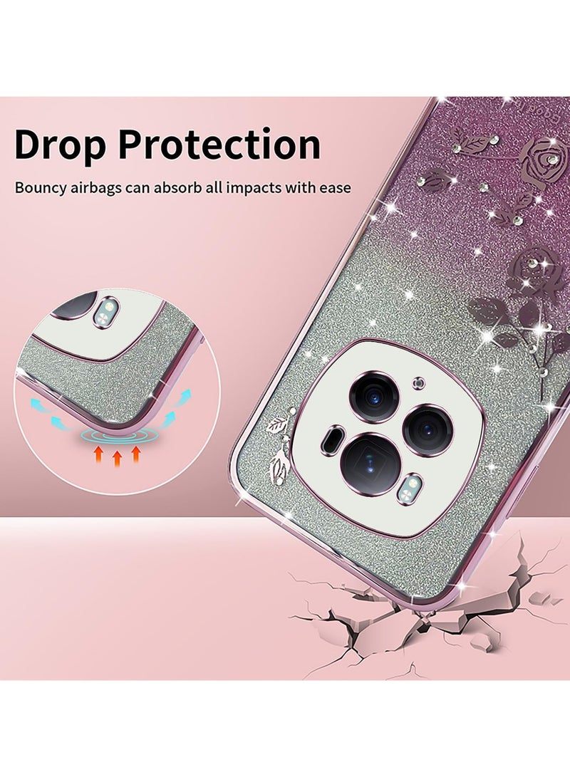 general Honor Magic 6 Pro Transparent Glitter Case, Women Girls Bling Diamond Phone Case Ultra Thin Portable Shockproof Case - Image 4