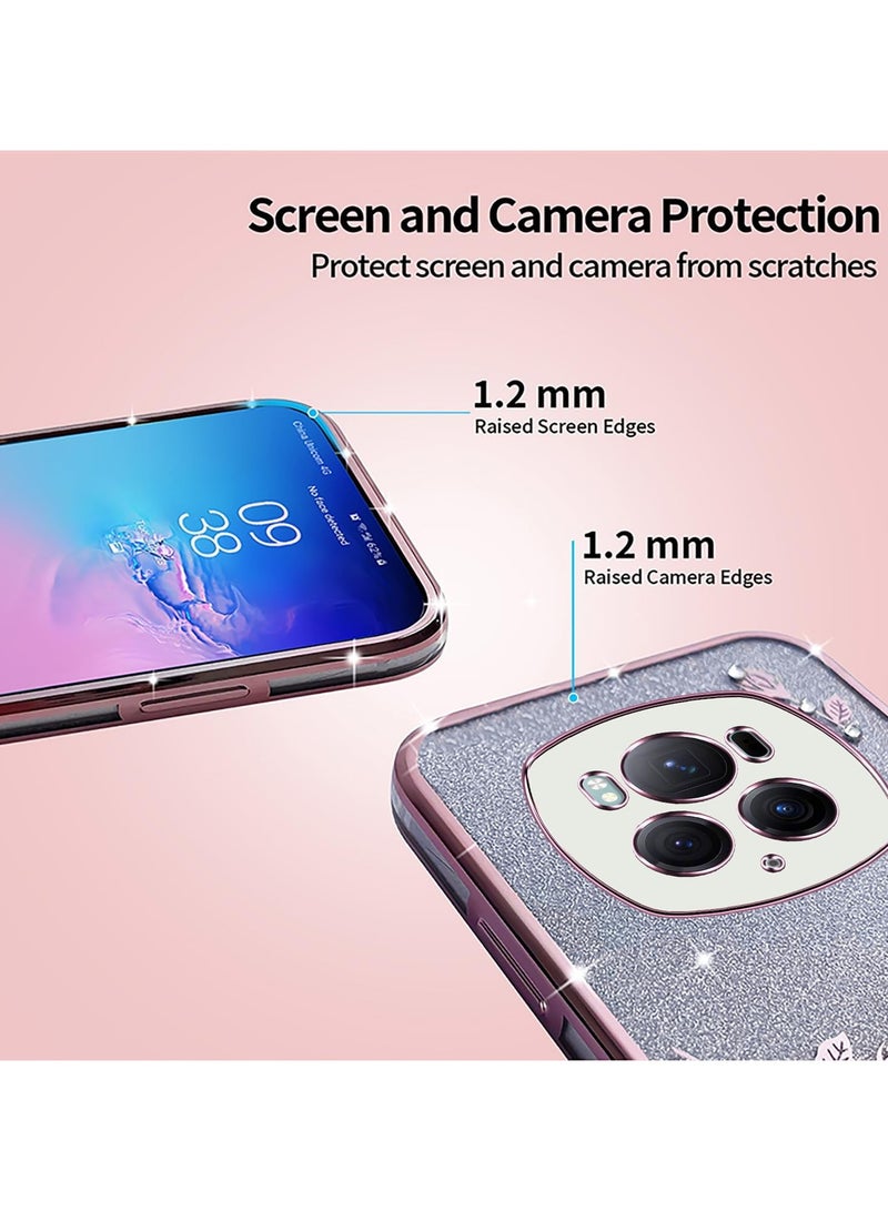 general Honor Magic 6 Pro Transparent Glitter Case, Women Girls Bling Diamond Phone Case Ultra Thin Portable Shockproof Case - Image 5