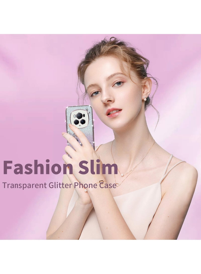 general Honor Magic 6 Pro Transparent Glitter Case, Women Girls Bling Diamond Phone Case Ultra Thin Portable Shockproof Case - Image 2