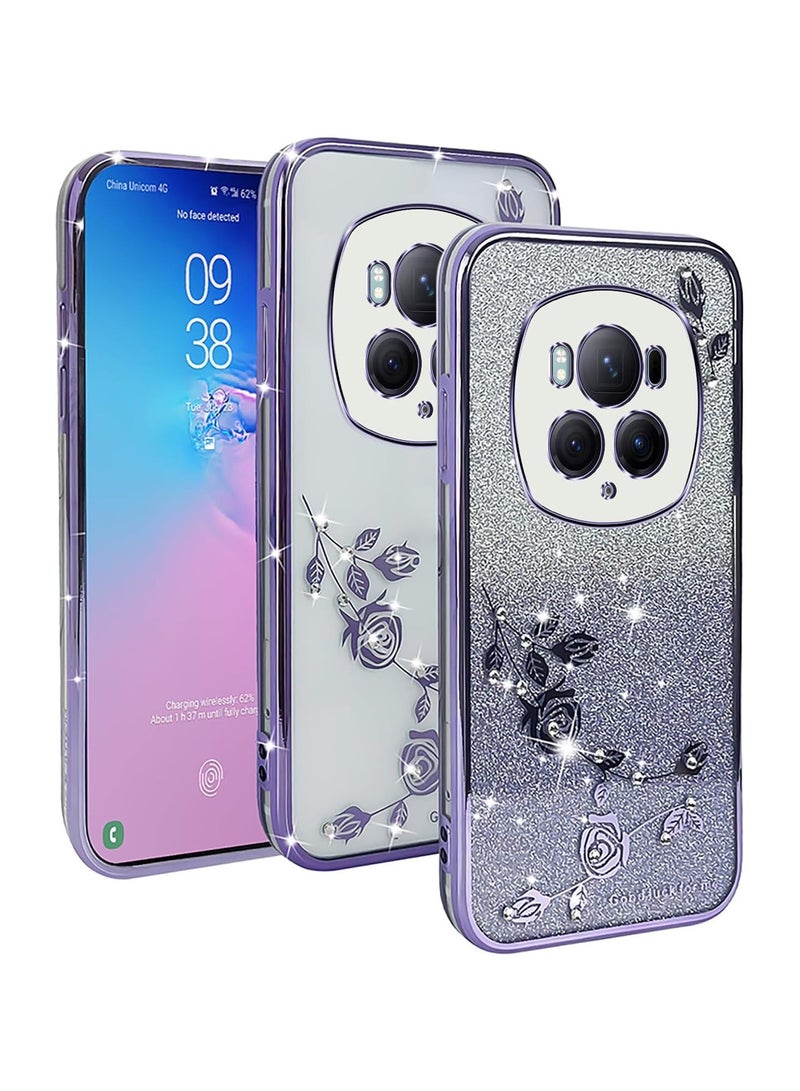 general Honor Magic 6 Pro Transparent Glitter Case, Women Girls Bling Diamond Phone Case Ultra Thin Portable Shockproof Case - Image 1