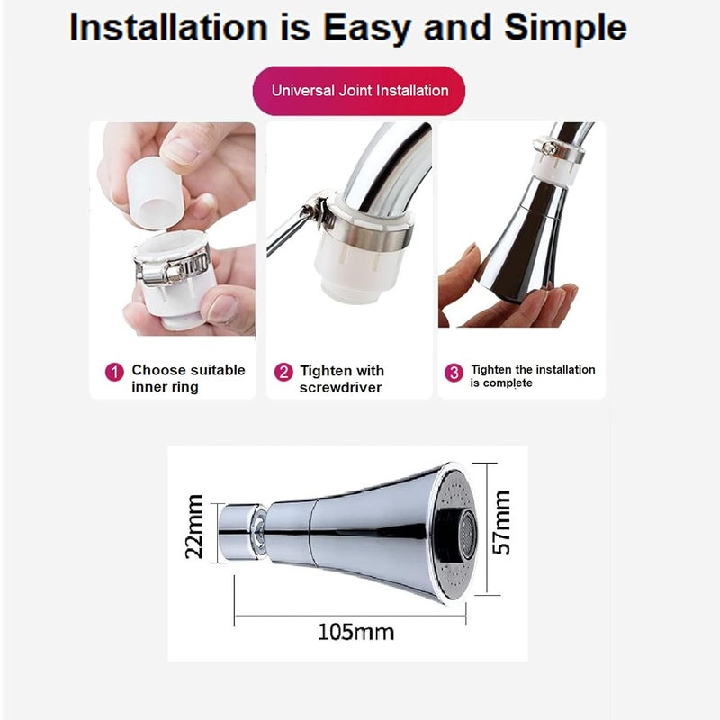 OLWICK F 10 ABS 360 Degree Rotation Health Faucet Double Mode Water Saving Faucet Extender Silver Chrome Finish Pack of 1 Short - Image 5