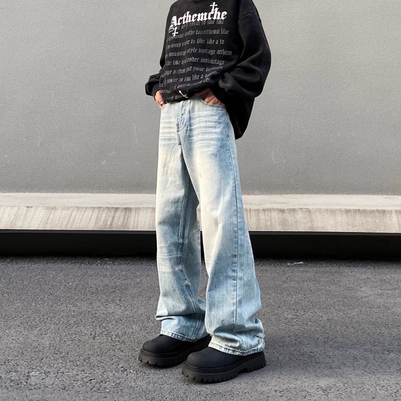 Unisex Classic Denim Jeans Loose Fit Daily Outdoor Wear - Image 1