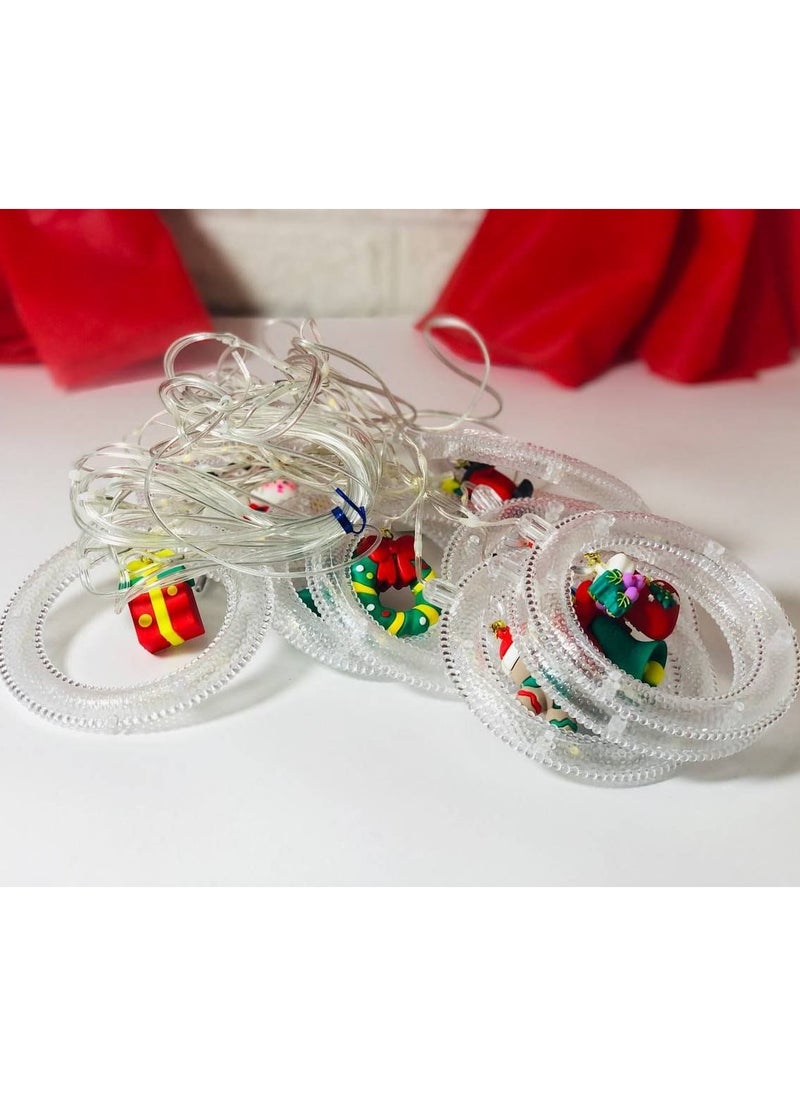 Generic - Jar curtain, Christmas crystal rings, luminous material, plastic, with bulb plug and mod device. Number: 10 rings. Size: 3 meters. - Image 1